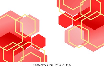 dark red and light red hexagon geometric abstract background