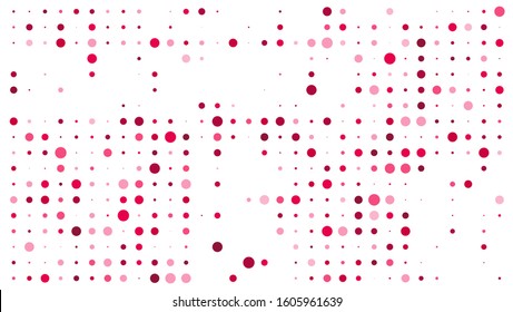 Dark Red, Light  red vector layout, halftone horizontal. circle pattern, with irregular shapes.  Geometric pattern in halftone style, suitable for Design element posters, theme, card, banner.
