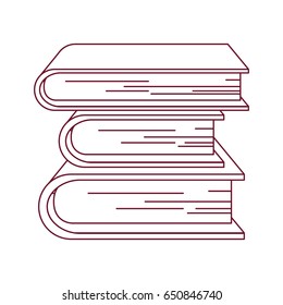 dark red line contour with collection of books vector illustration