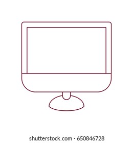 dark red line contour of lcd monitor vector illustration