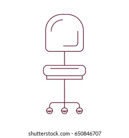 dark red line contour of office chair front view vector illustration