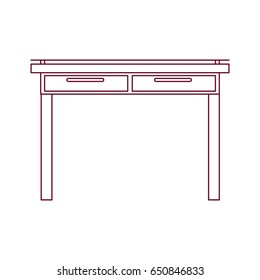 dark red line contour of simple wooden home desk vector illustration