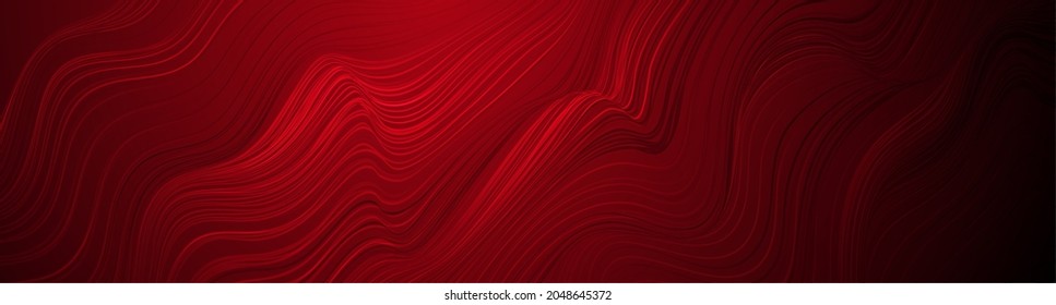 Dark red liquid wavy lines abstract pattern design  Vector background