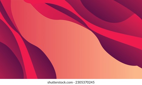 Diseño de patrones abstractos de líneas onduladas de líquido rojo oscuro. Fondo del vector