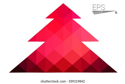 Dark red low polygon style christmas tree vector illustration consisting of triangles . Abstract triangular polygonal origami or crystal design of New Years celebration. Isolated on white background. Dark red low polygon style christmas tree vector illustration consisting of triangles . Abstract triangular polygonal origami or crystal design of New Years celebration. Isolated on white background.