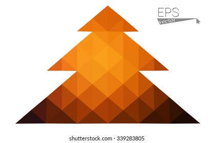 Dark red low polygon style christmas tree vector illustration consisting of triangles . Abstract triangular polygonal origami or crystal design of New Years celebration. Isolated on white background.