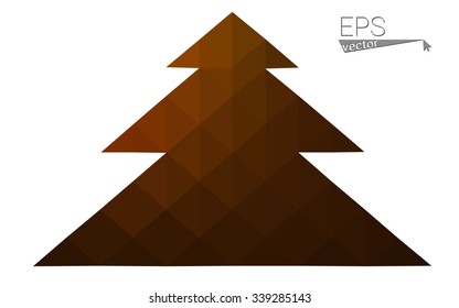 Dark red low polygon style christmas tree vector illustration consisting of triangles . Abstract triangular polygonal origami or crystal design of New Years celebration. Isolated on white background.