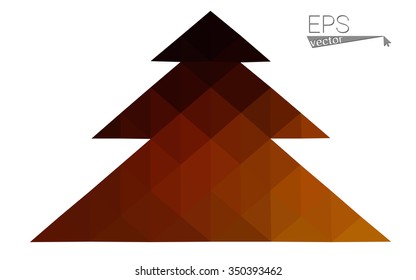 Dark red low polygon style christmas tree vector illustration consisting of triangles . Abstract triangular polygonal origami or crystal design of New Years celebration. Isolated on white background.