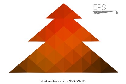 Dark red low polygon style christmas tree vector illustration consisting of triangles . Abstract triangular polygonal origami or crystal design of New Years celebration. Isolated on white background.