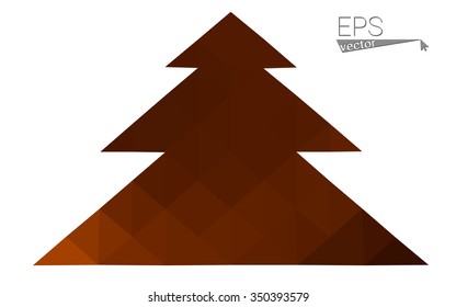 Dark red low polygon style christmas tree vector illustration consisting of triangles . Abstract triangular polygonal origami or crystal design of New Years celebration. Isolated on white background.