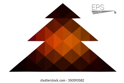 Dark red low polygon style christmas tree vector illustration consisting of triangles . Abstract triangular polygonal origami or crystal design of New Years celebration. Isolated on white background.