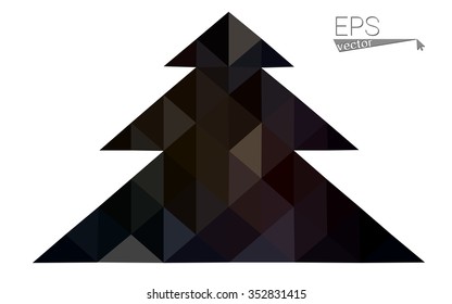 Dark red low polygon style christmas tree vector illustration consisting of triangles . Abstract triangular polygonal origami or crystal design of New Years celebration. Isolated on white background.