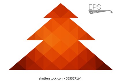 Dark red low polygon style christmas tree vector illustration consisting of triangles . Abstract triangular polygonal origami or crystal design of New Years celebration. Isolated on white background.