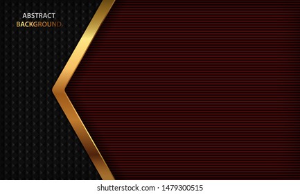 Dark red luxury background with realistic golden element. Modern vector design template.