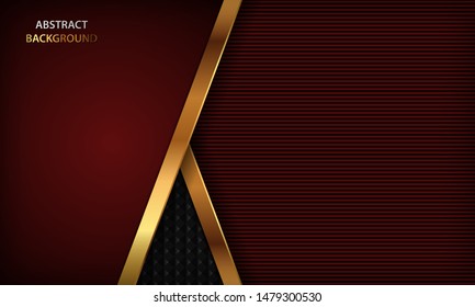 Dark red luxury background with realistic golden element. Modern vector design template.