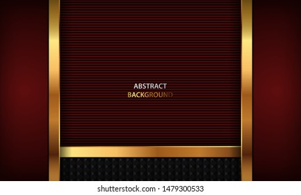Dark red luxury background with realistic golden element. Modern vector design template.
