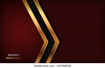 Dark red luxury background with realistic golden element. Modern vector design template.