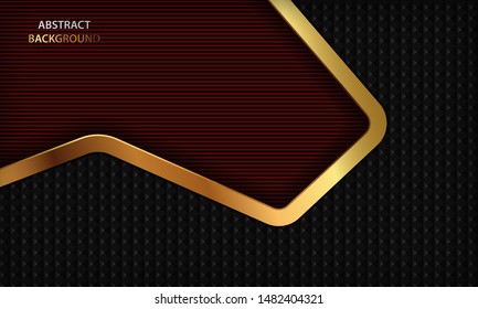 Dark red luxury background with realistic golden element. Modern vector design template.
