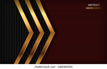 Dark red luxury background with realistic golden element. Modern vector design template.