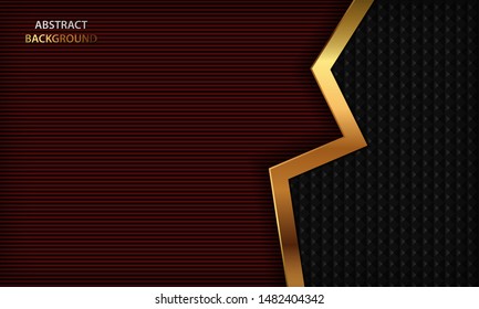 Dark red luxury background with realistic golden element. Modern vector design template.