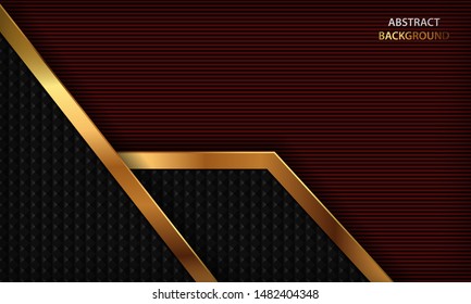 Dark red luxury background with realistic golden element. Modern vector design template.