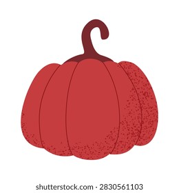 Dark red maroon pumpkin isolated on white background. Vector illustration of textured autumn gourd for Halloween, Thanksgiving, or fall harvest decoration.