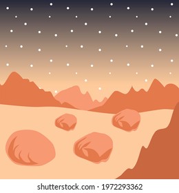 Dark red Mars planet space landscape