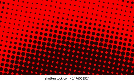 Dark red modern pop art background with halftone dots design, vector illustration