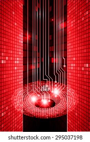 dark red neon grow light Abstract Technology background for computer graphic website internet and business. circuit. illustration. infographics. ray. bright. pixel. Spark