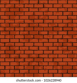 Dark red old brick wall seamless texture. Vector illustration 