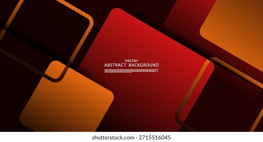 Fondo abstracto geométrico rojo oscuro y naranja. Cuadrados superpuestos simples. Fondo de Anuncio fresco y futurista. Vector EPS10.
