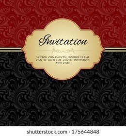Dark red ornamental pattern invitation card or album cover template vector illustration