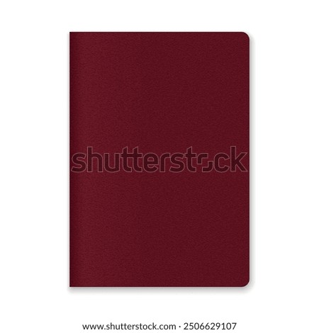 Dark red passport cover featuring a subtle textured surface and rounded corners, isolated on white