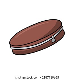 Dark red pencil case, school lunch box, vector illustration in cartoon style on a white background