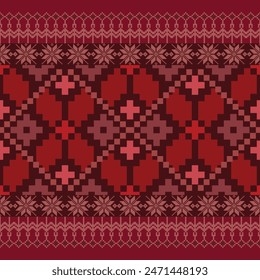 Dark red pixel seamless pattern fabric	
