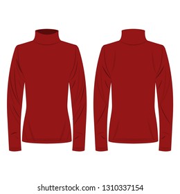 Dark red polo neck isolated vector on the white background