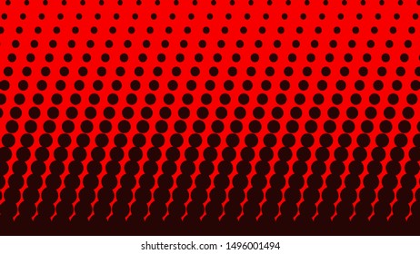 Dark red pop art background in retro comic style with halftone dots, vector illustration of backdrop with isolated dots