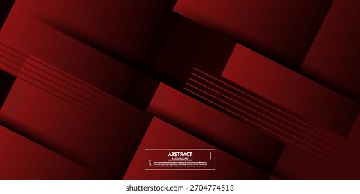 Dark red premium abstract background with overlapping layers and dynamic shadows. Dynamic rectangular pattern background for wallpaper. Eps 10