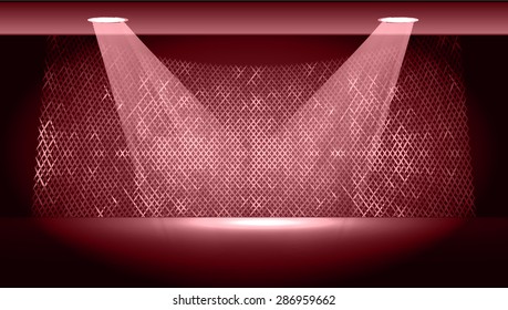 Dark red purple Abstract light lamps background for Technology computer graphic website internet and business.. Screen on stage. Vector illustration.Spot Effect. neon. point, platform, Spotlights