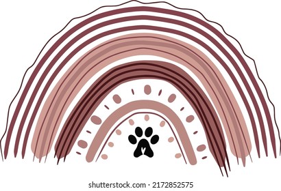 Dark red rainbow with little dog paw