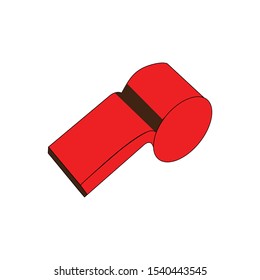 Dark red referees whistle on white backdrop