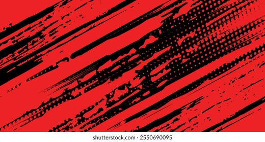 Fondo de arte pop cómico retro rojo oscuro con puntos, Ilustración vectorial de fondo de semitono de dibujos animados