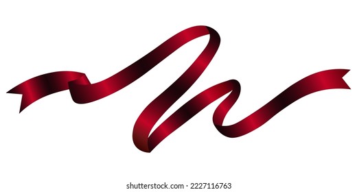 Dark red ribbon, vector illustration.