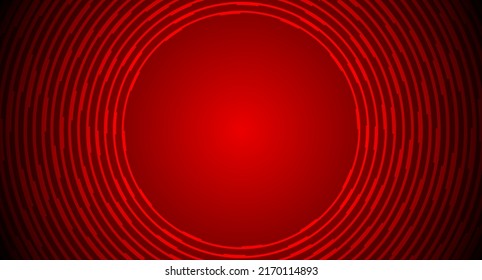 Líneas redondas rojas oscuras abstractas de fondo tecnológico. Diseño vectorial de geometría