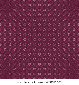 Dark red seamless Polka dot pattern made with circles - vector texture