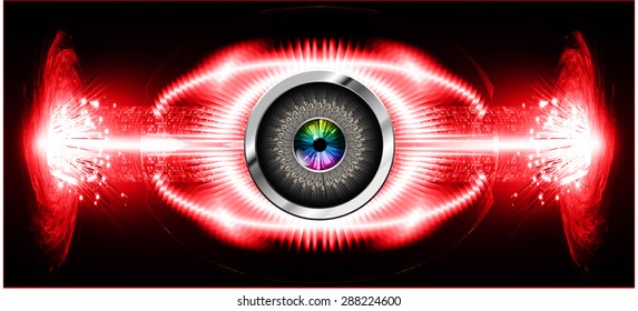 Dark red silver Abstract light lamps background for Technology computer graphic website internet business. Vector illustration.Spot Effect. neon, Spotlights. eye. eyeball. bright. grow.infographics