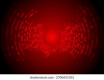 Dark red small square dots abstract circular background. Vector minimal technology halftone design