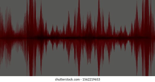 Dark Red Sound Wave on Gray background,audio wave diagram concept,design for education and science,Vector Illustration.
