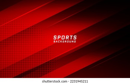 Dark red sport background with abstract geometric shape and halftone