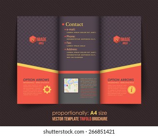 Dark and Red Style Business Tri-Fold Brochure Design. Corporate Leaflet, Cover Template